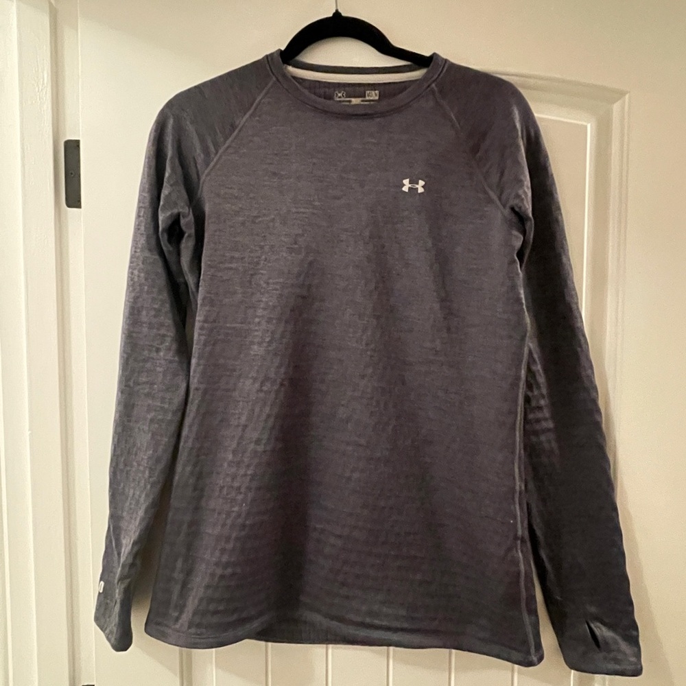Women's Under Armour Gray Cold Gear Shirt Size Medium Long Sleeve Sp